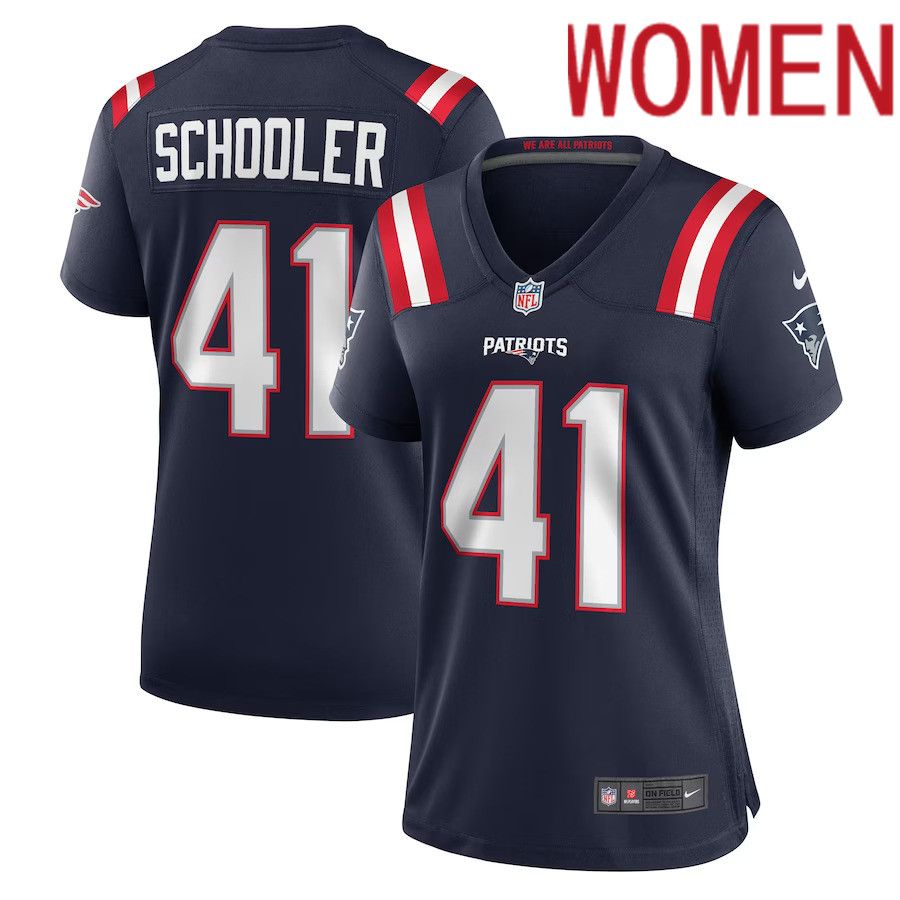 Women New England Patriots 41 Brenden Schooler Nike Navy Game Player NFL Jersey